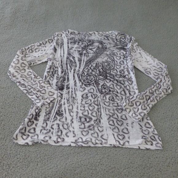 INC International Concepts Top Womens XL Y2K Glam Heart Rhinestone Tattoo USA - Picture 2 of 8